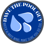 Dave the Pool Guy Logo Dave the Pool guy round logo with water droplets
